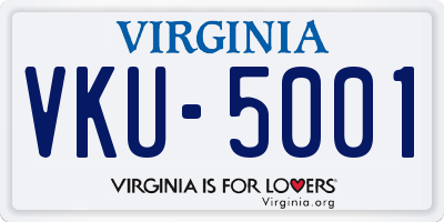 VA license plate VKU5001