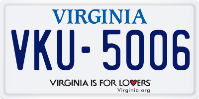 VA license plate VKU5006