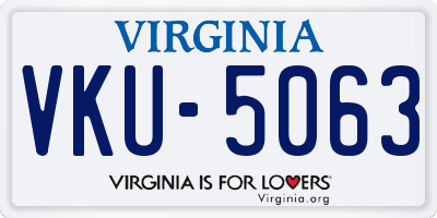 VA license plate VKU5063