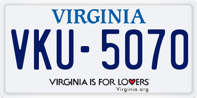 VA license plate VKU5070
