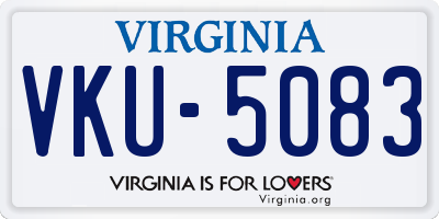 VA license plate VKU5083