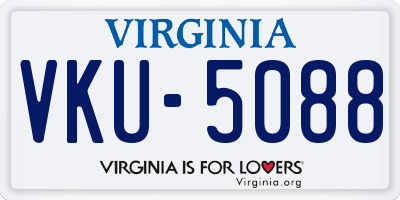 VA license plate VKU5088