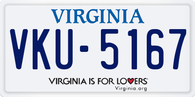 VA license plate VKU5167