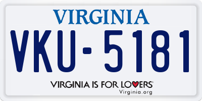 VA license plate VKU5181