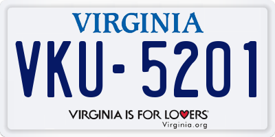 VA license plate VKU5201