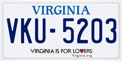 VA license plate VKU5203