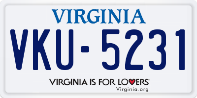 VA license plate VKU5231