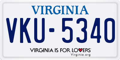 VA license plate VKU5340