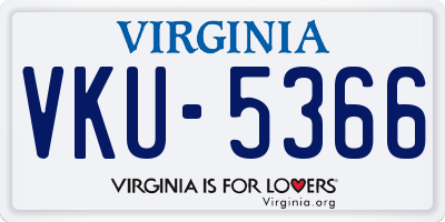 VA license plate VKU5366