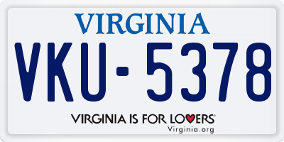 VA license plate VKU5378