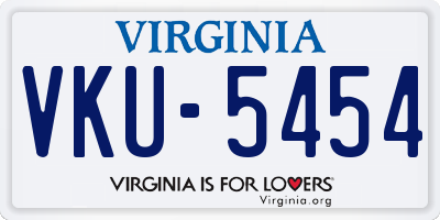VA license plate VKU5454