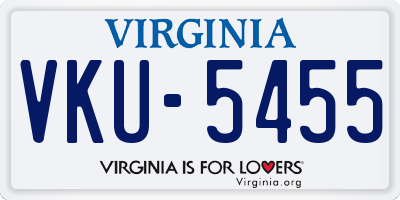 VA license plate VKU5455