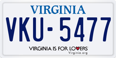 VA license plate VKU5477