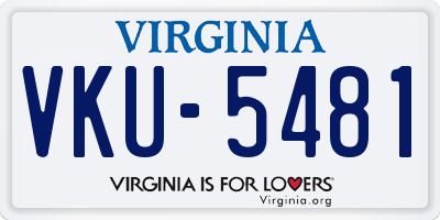VA license plate VKU5481