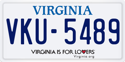 VA license plate VKU5489