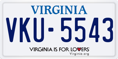 VA license plate VKU5543