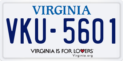 VA license plate VKU5601