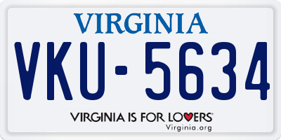 VA license plate VKU5634