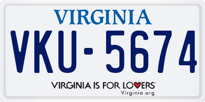 VA license plate VKU5674
