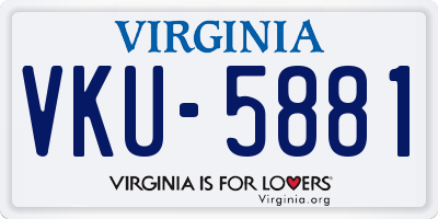 VA license plate VKU5881