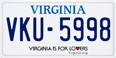 VA license plate VKU5998