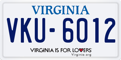 VA license plate VKU6012