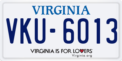 VA license plate VKU6013
