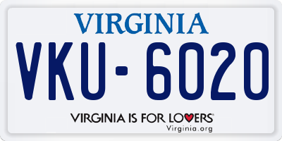 VA license plate VKU6020