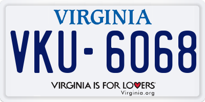 VA license plate VKU6068