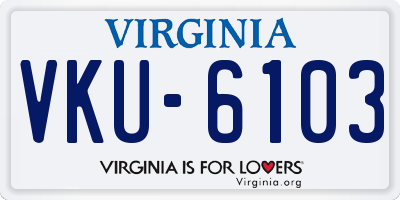 VA license plate VKU6103
