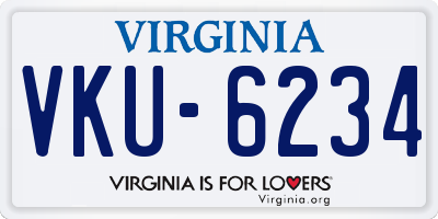 VA license plate VKU6234