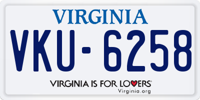 VA license plate VKU6258
