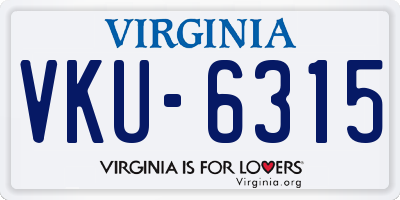 VA license plate VKU6315
