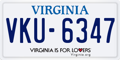 VA license plate VKU6347
