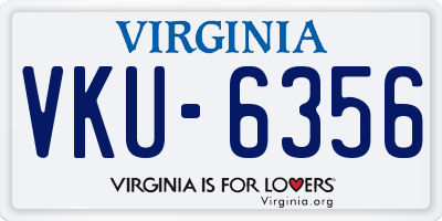 VA license plate VKU6356