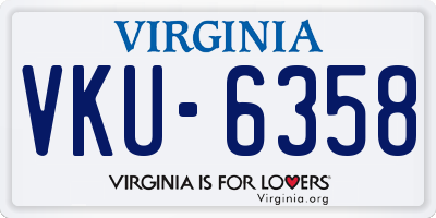 VA license plate VKU6358