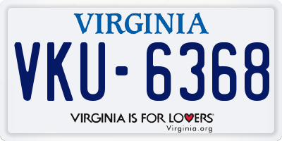 VA license plate VKU6368
