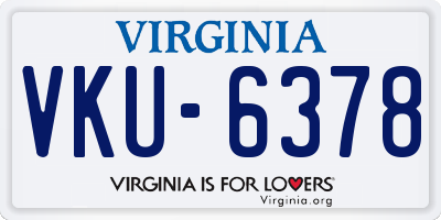 VA license plate VKU6378