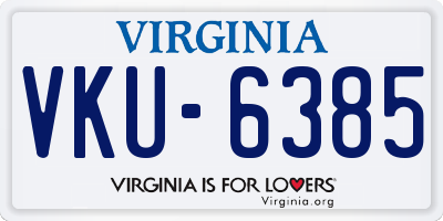 VA license plate VKU6385
