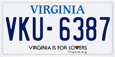 VA license plate VKU6387