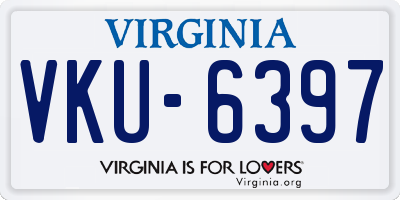 VA license plate VKU6397