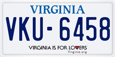 VA license plate VKU6458