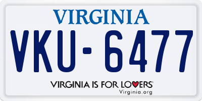 VA license plate VKU6477