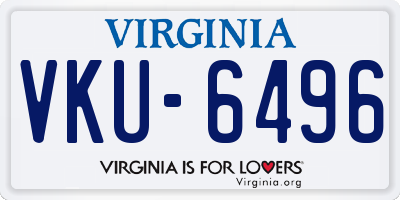 VA license plate VKU6496