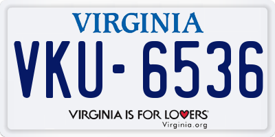 VA license plate VKU6536