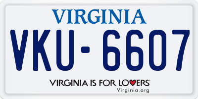 VA license plate VKU6607