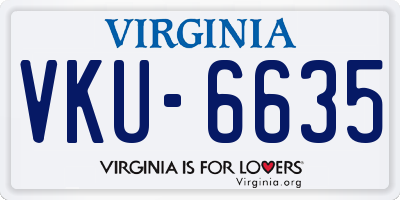 VA license plate VKU6635