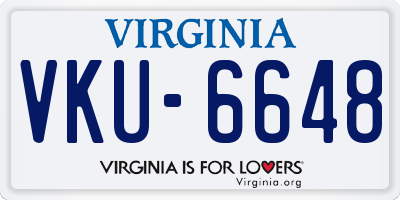 VA license plate VKU6648