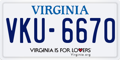 VA license plate VKU6670