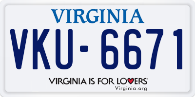 VA license plate VKU6671